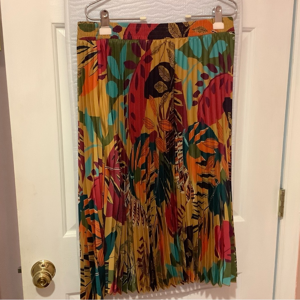 IMAN Red and Orange Midi A-Line Skirt Resort Wear